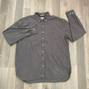 Lucky Brand Mens Shirt Size XXLarge Gray Casual Button Up Long Sleeve Cotton